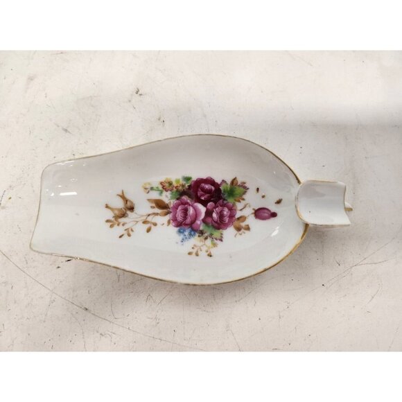Vintage Interco Chicago Japan Pink Rose Porcelain Ash Tray Limited Edition White - Picture 3 of 11